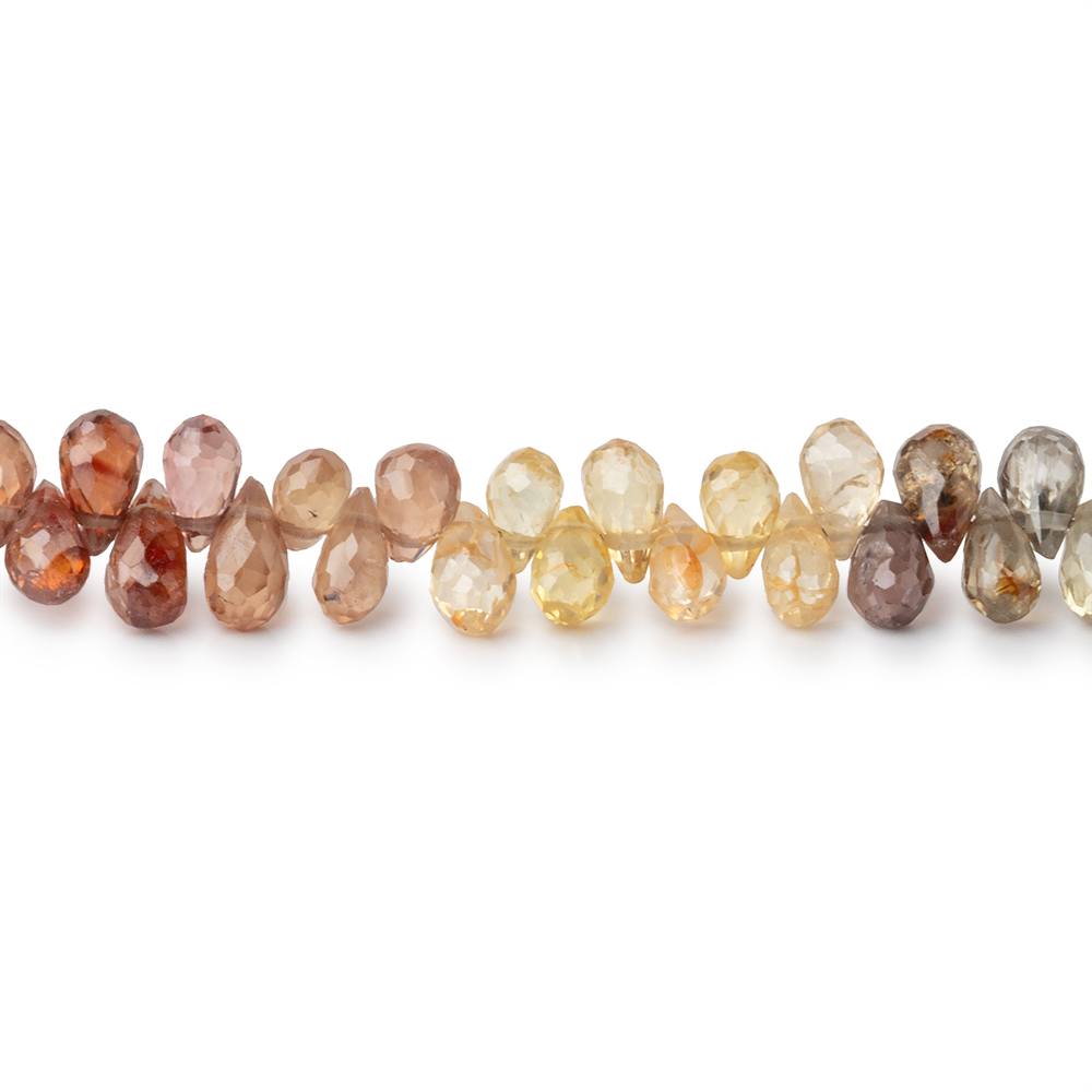 4x3-6.5x3.5mm Multi Color Zircon Faceted Tear Drop 7.75 inch 90 Beads AA - BeadsofCambay.com