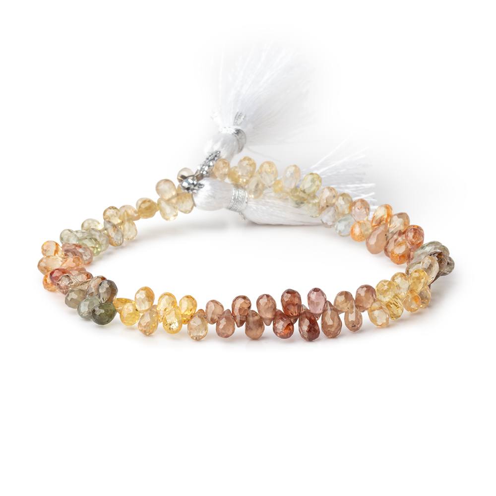 4x3-6.5x3.5mm Multi Color Zircon Faceted Tear Drop 7.75 inch 90 Beads AA - BeadsofCambay.com