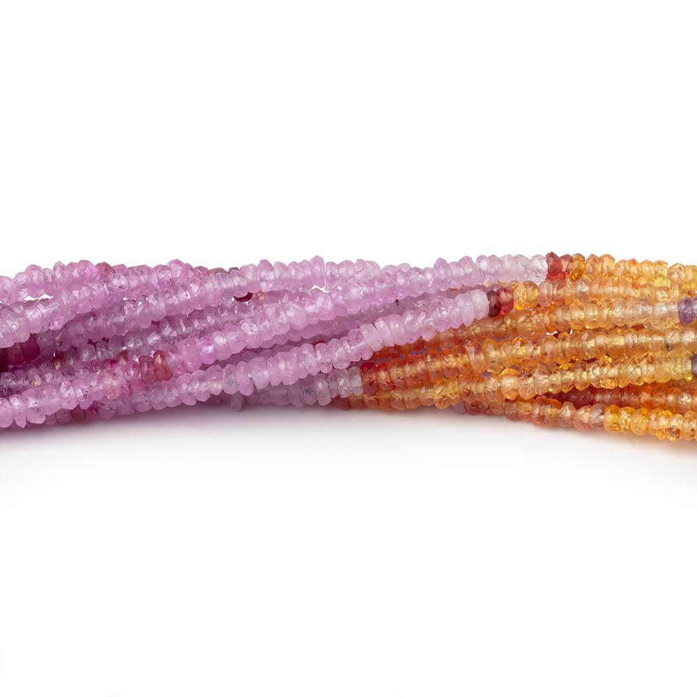 2.5mm Multi Color Sapphire Faceted Rondelle 17 inch 350 Beads - BeadsofCambay.com