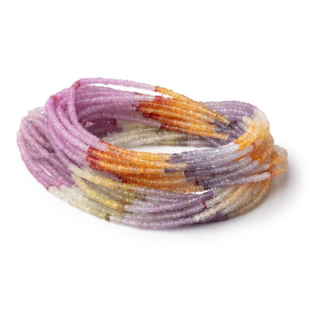 2.5mm Multi Color Sapphire Faceted Rondelle 17 inch 350 Beads - BeadsofCambay.com