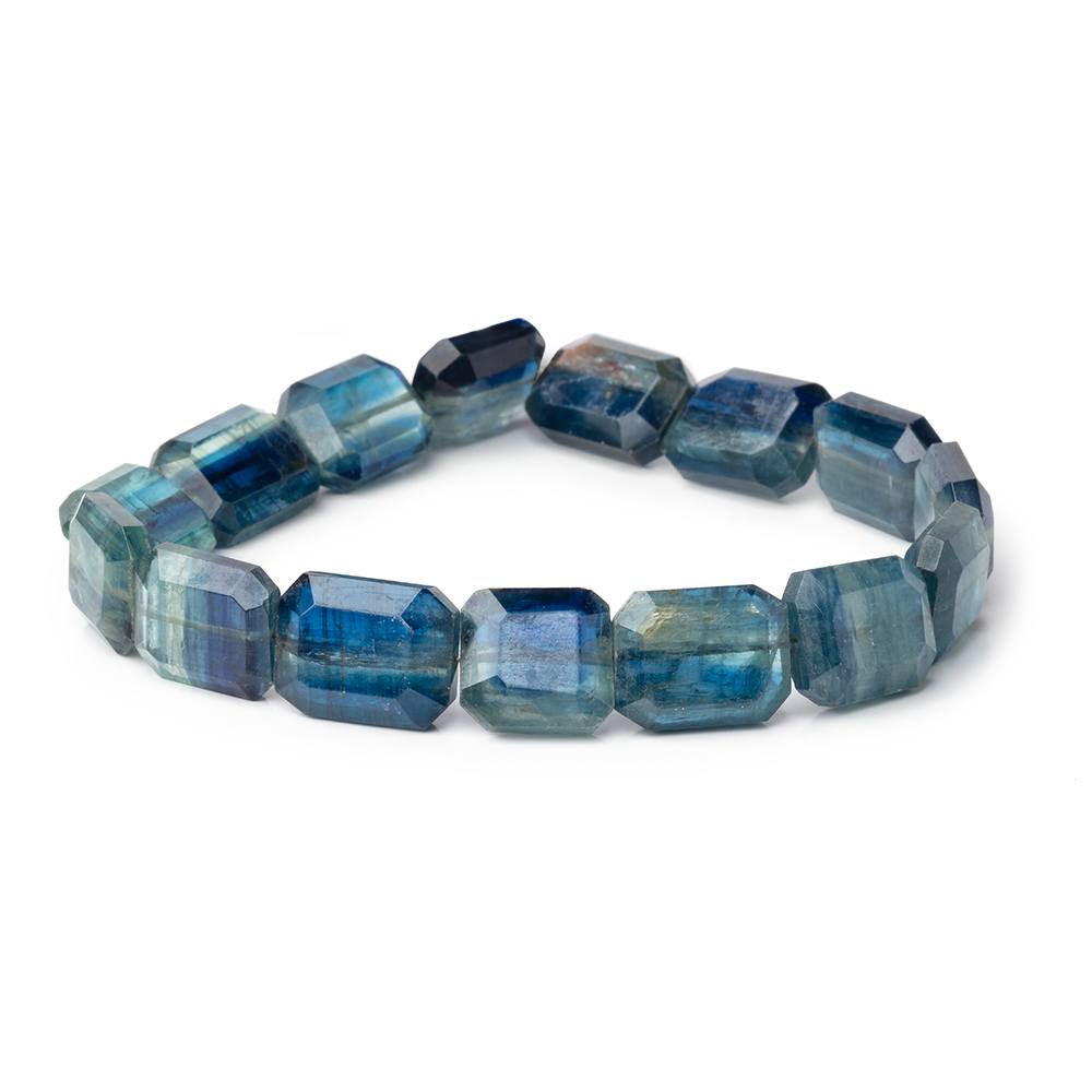 9-14mm Tanzanian Kyanite Emerald Cut Rectangle 7.75 inch 15 Beads - BeadsofCambay.com