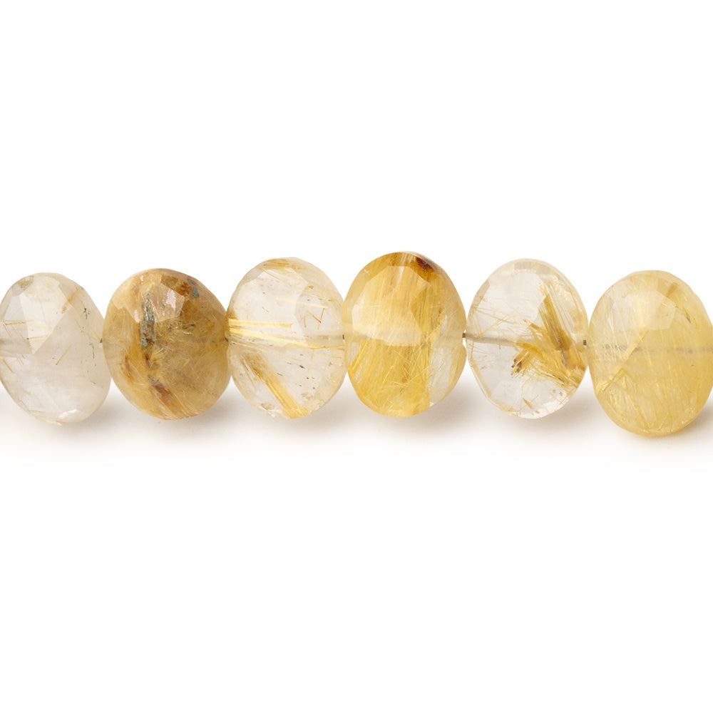 8x6mm Rutilated Quartz Faceted Oval Beads 8 inch 28 pieces - BeadsofCambay.com