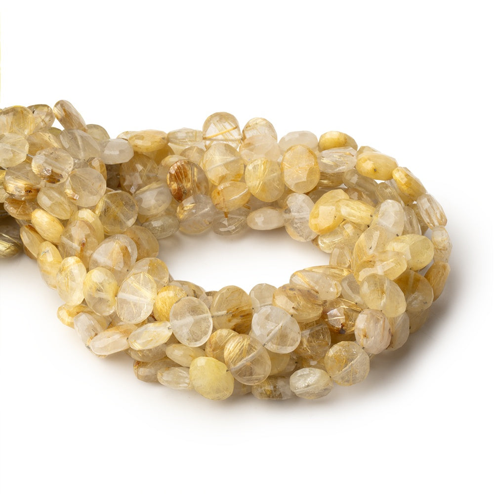 8x6mm Rutilated Quartz Faceted Oval Beads 8 inch 28 pieces - BeadsofCambay.com