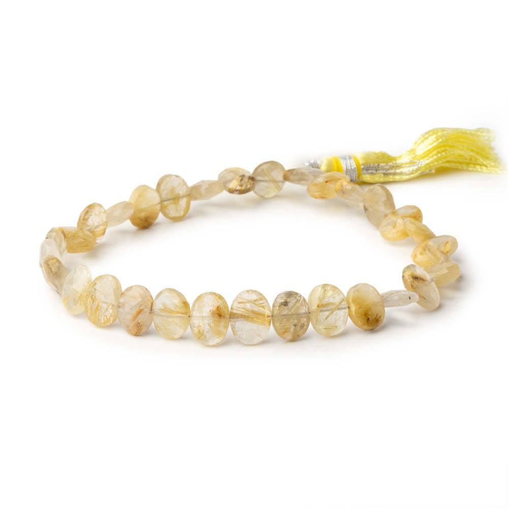 8x6mm Rutilated Quartz Faceted Oval Beads 8 inch 28 pieces - BeadsofCambay.com