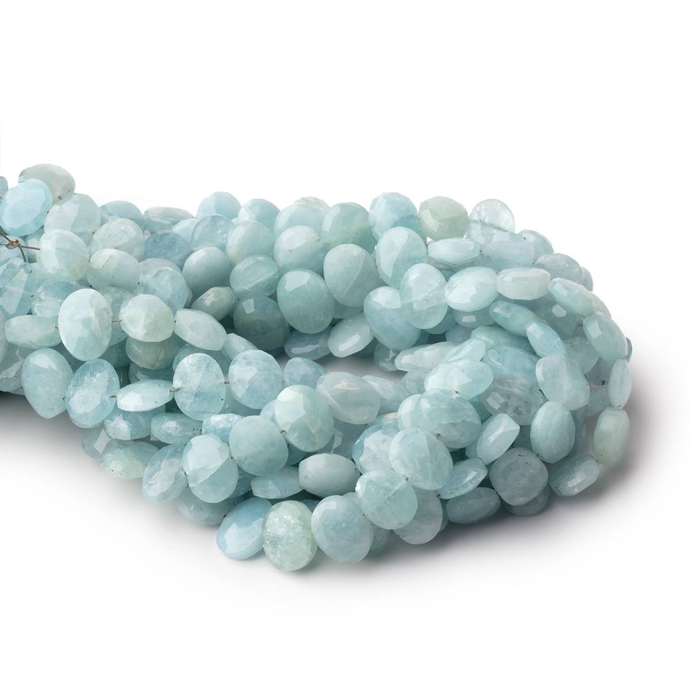 8.5x6.5mm Aquamarine Faceted Oval Beads 8 inch 28 pieces - BeadsofCambay.com