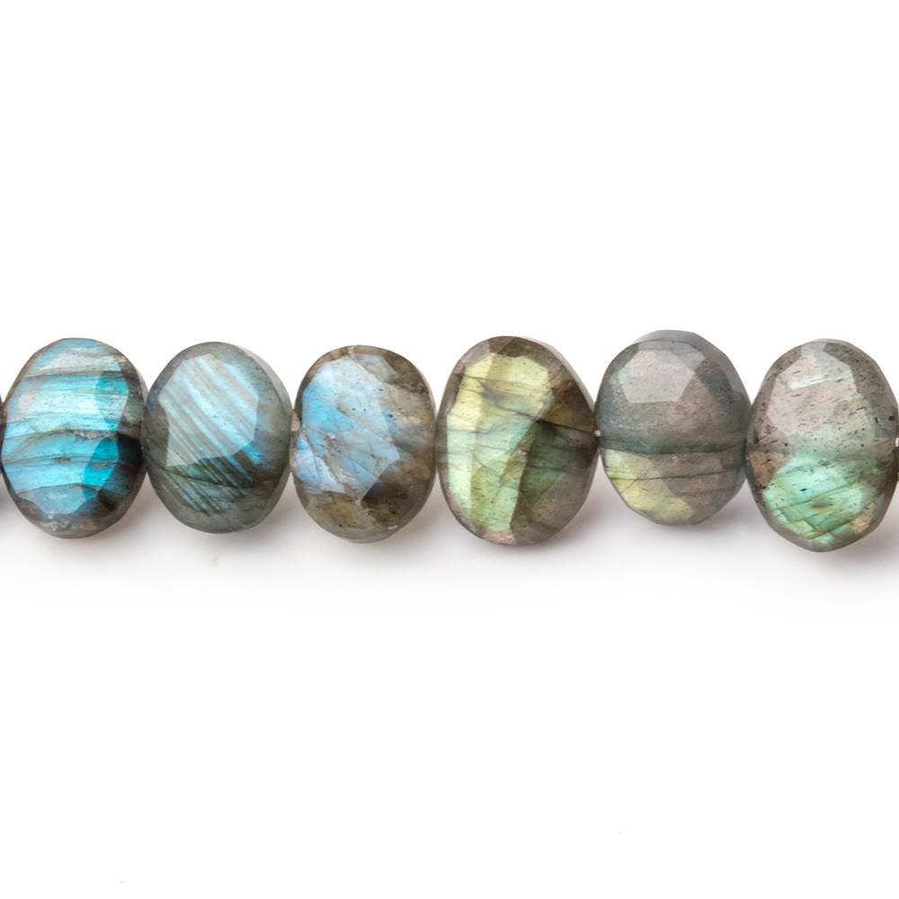 8x6mm Labradorite Faceted Oval Beads 8 inch 30 pieces - BeadsofCambay.com