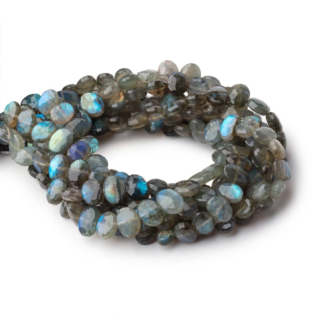 8x6mm Labradorite Faceted Oval Beads 8 inch 30 pieces - BeadsofCambay.com