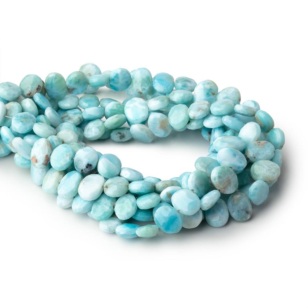 8.5x6.5mm Larimar Faceted Oval Beads 8 inch 28 pieces - BeadsofCambay.com
