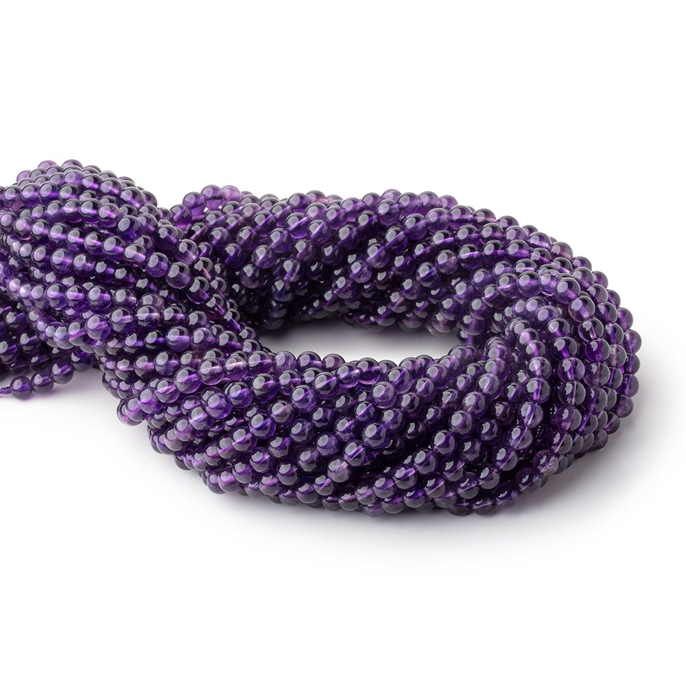4.5mm Amethyst Plain Round Beads 15 inch 82 pieces - BeadsofCambay.com