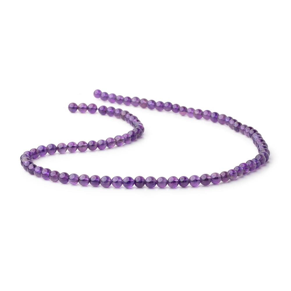 4.5mm Amethyst Plain Round Beads 15 inch 82 pieces - BeadsofCambay.com