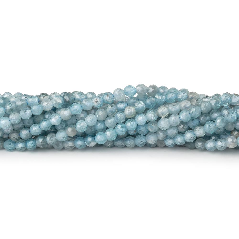 3mm Blue Zircon Micro Faceted Round 15 inch 140 Beads A - BeadsofCambay.com