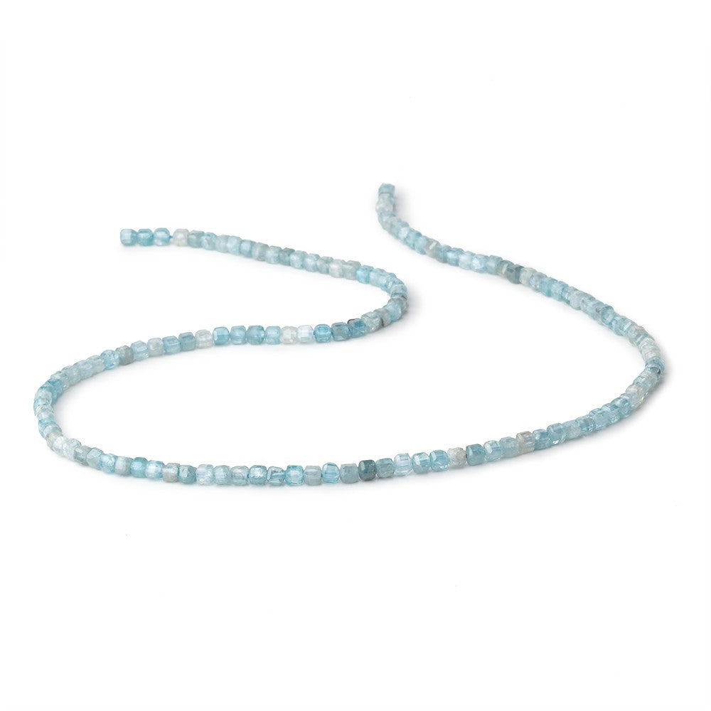 3mm Blue Zircon Micro Faceted Cube 15.25 inch 130 Beads A - BeadsofCambay.com