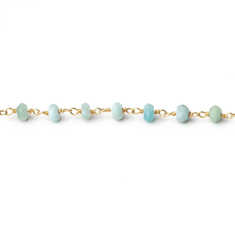 4.5mm Larimar Faceted Rondelle Beads on Vermeil Chain - BeadsofCambay.com