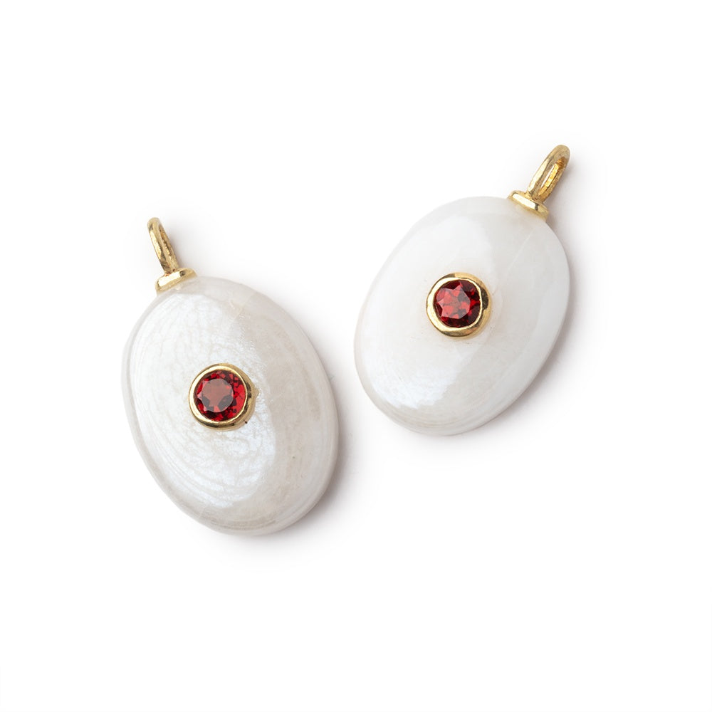 17-21mm Mystic Quartz Oval with Bezeled Garnet Inlay 1 Pendant - BeadsofCambay.com