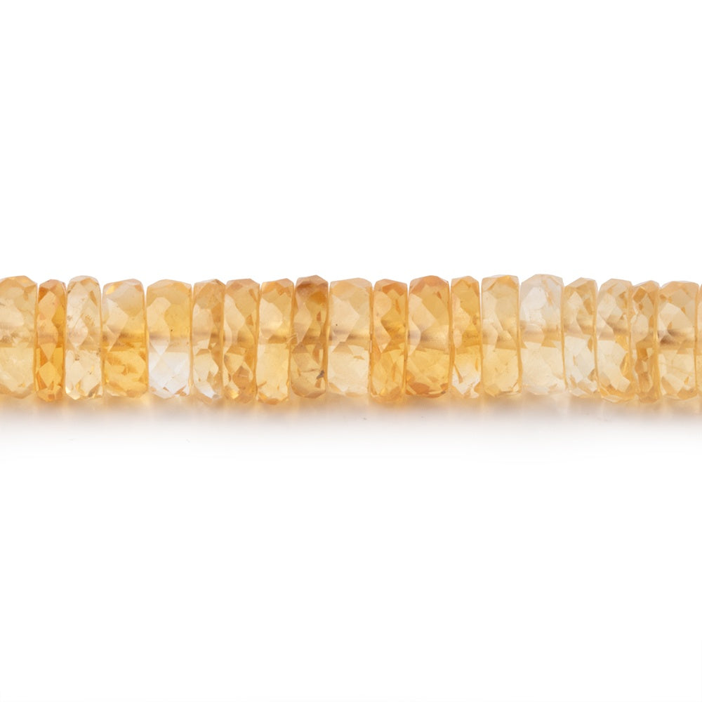 7mm Citrine Faceted Heishi Beads 8 inch 100 pieces - BeadsofCambay.com