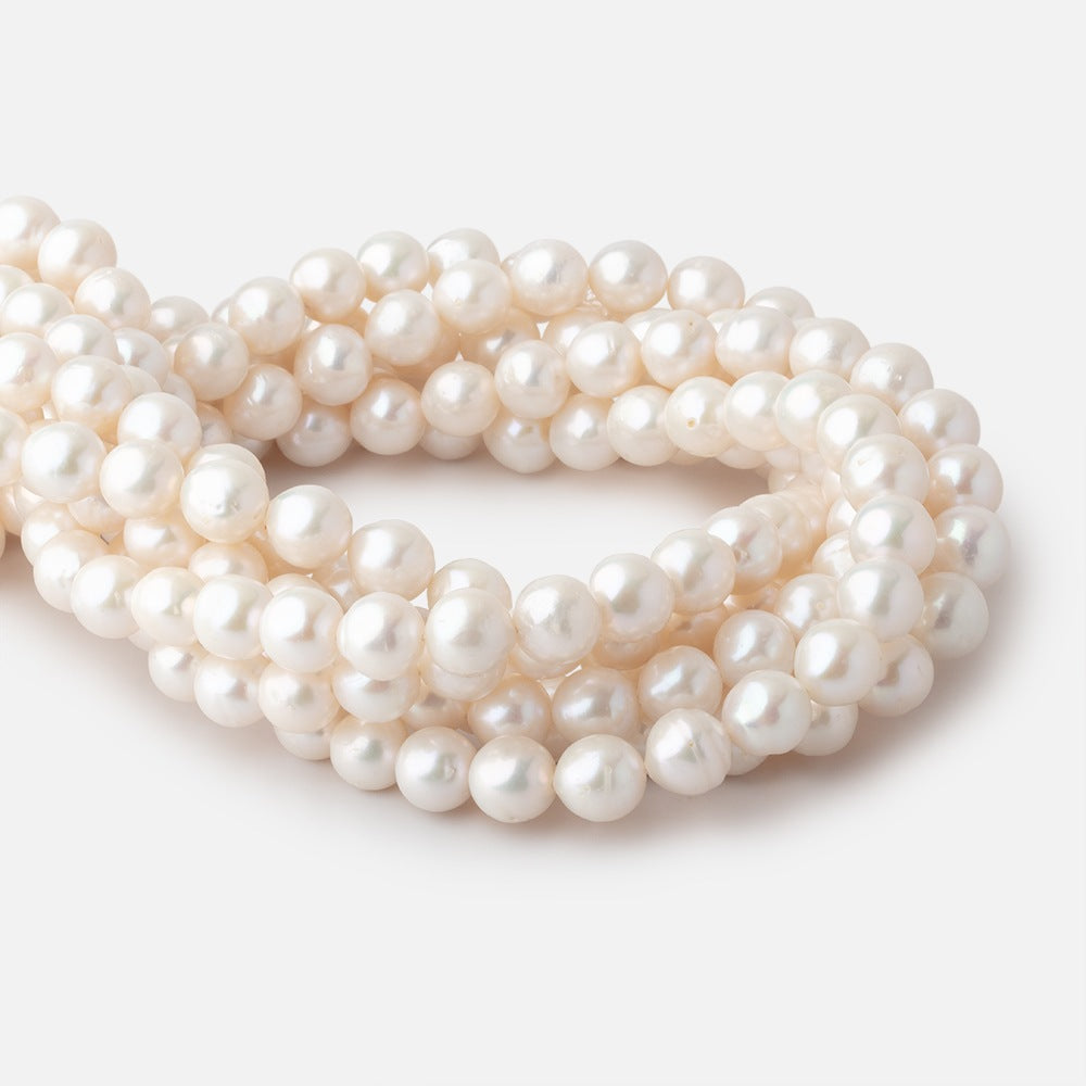 7-9mm Off White Chinese Akoya Saltwater Pearls 15 inch 45 Beads A - BeadsofCambay.com