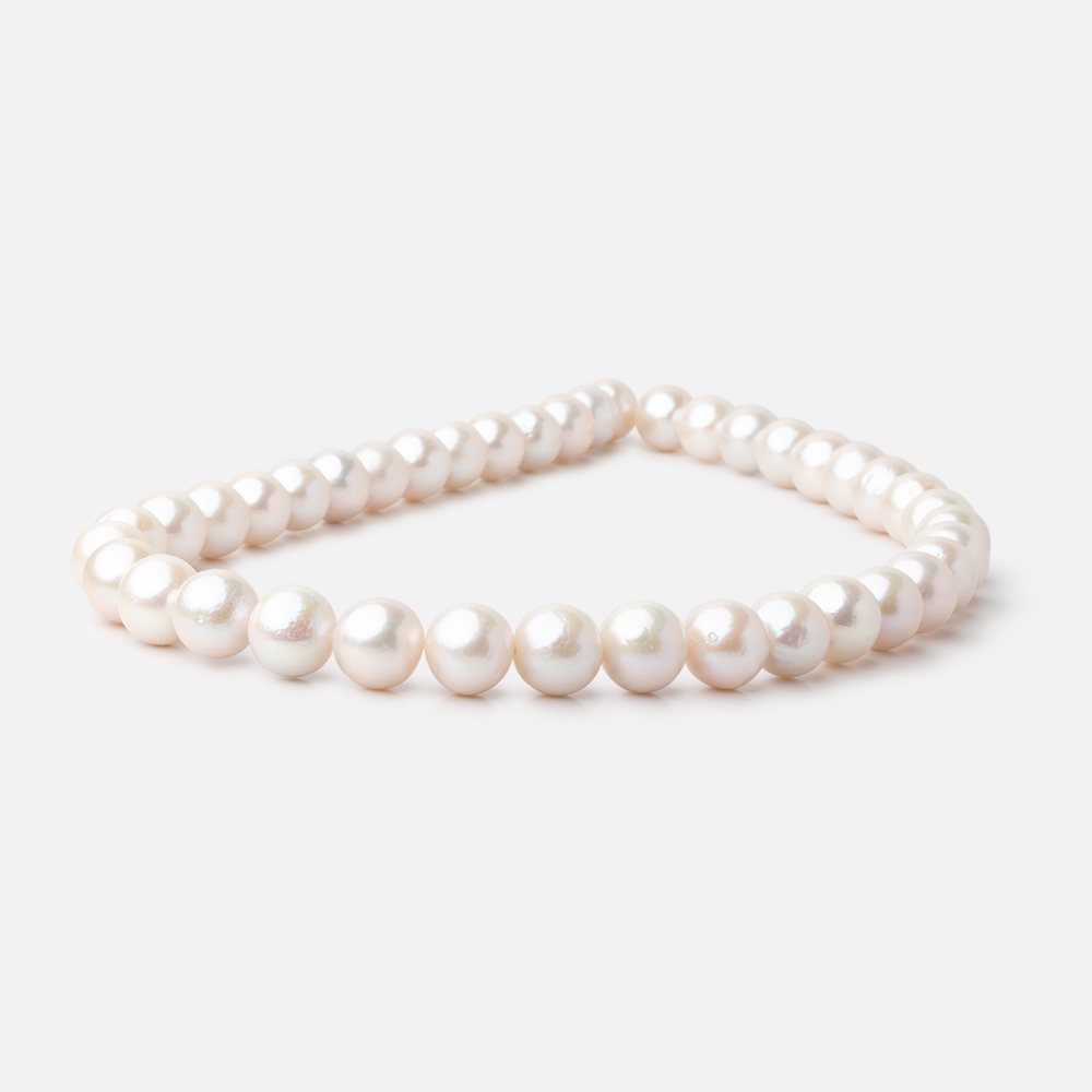 9.5-11mm Off White Near Round Freshwater Pearls 15.75 inch 40 Beads - BeadsofCambay.com