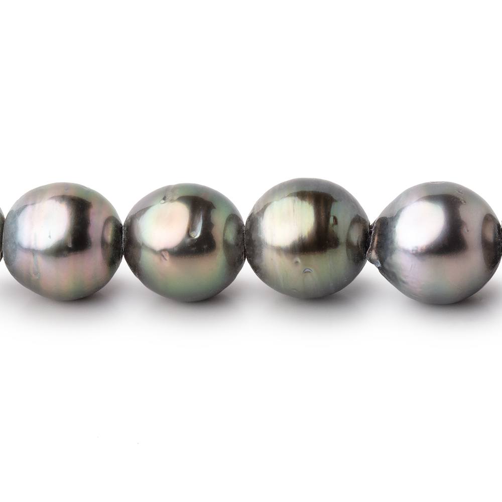 10-10.5mm Olive Tahitian 2mm Large Hole Saltwater Pearls 4 inch 9 Beads - BeadsofCambay.com