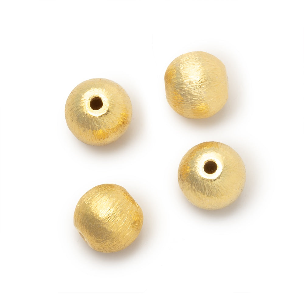 10mm 22kt Plated Copper Brushed Round Beads Set of 4 pieces - BeadsofCambay.com
