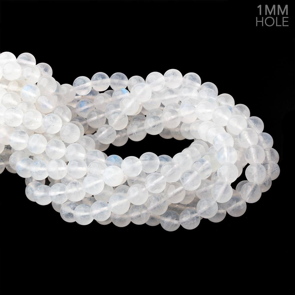 8.5mm Rainbow Moonstone Plain Round 15.5 inch 46 Beads 1mm Hole - BeadsofCambay.com