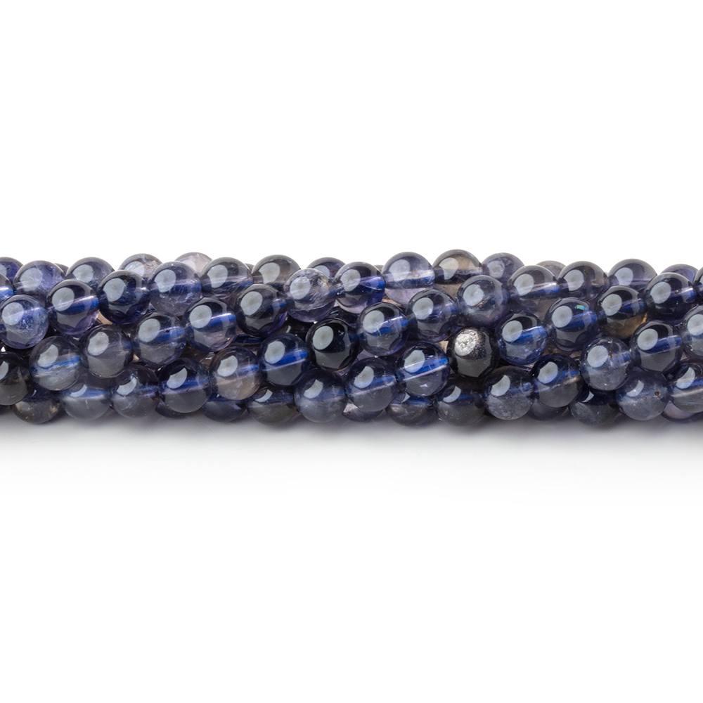 5mm Iolite Plain Round Beads 15 inch 82 pieces AA - BeadsofCambay.com