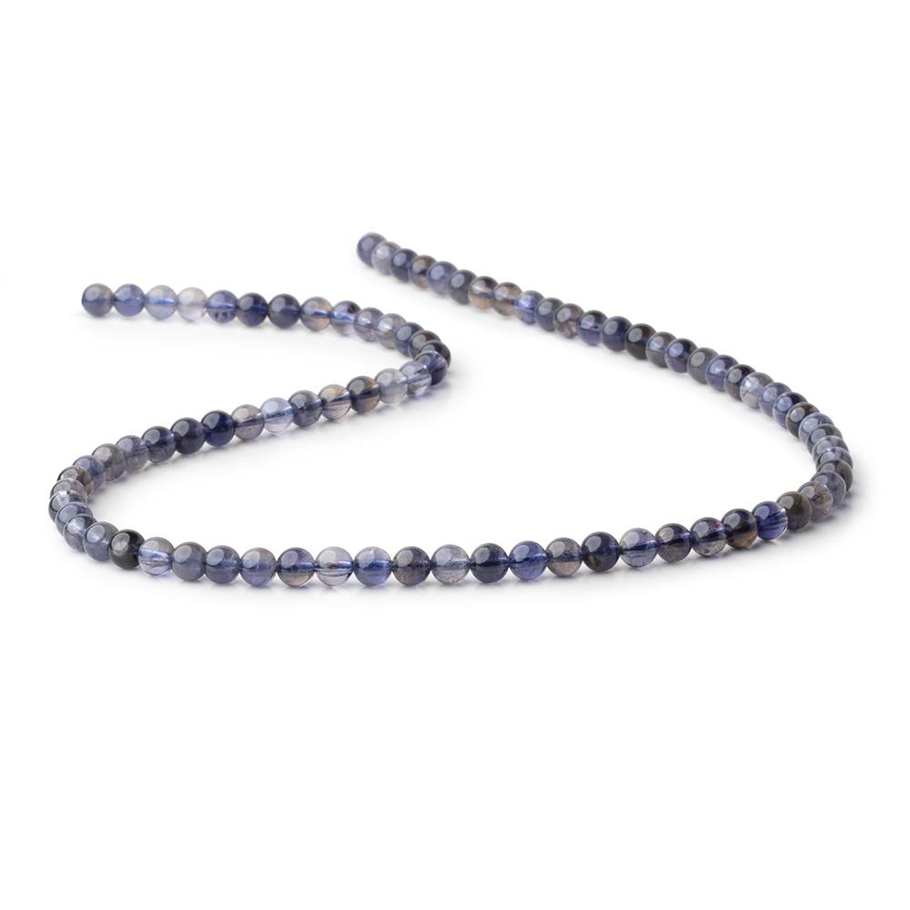 5mm Iolite Plain Round Beads 15 inch 82 pieces AA - BeadsofCambay.com