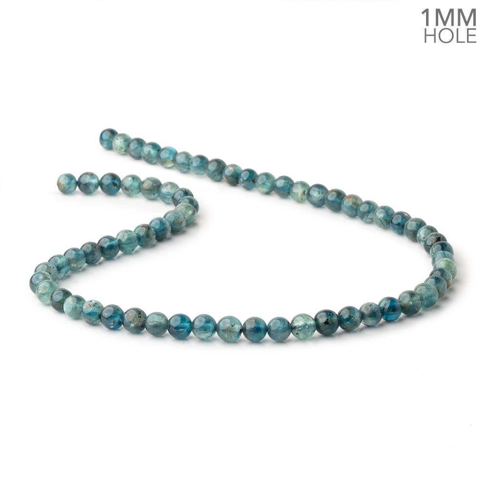 5.5-6mm Tanzanian Kyanite Plain Round 15 inch 64 Beads with a 1mm Hole - BeadsofCambay.com