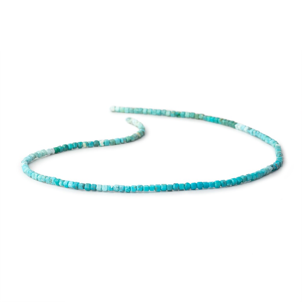 2mm Shaded Turquoise Micro Faceted Cube 12.5 inch 150 Beads - BeadsofCambay.com