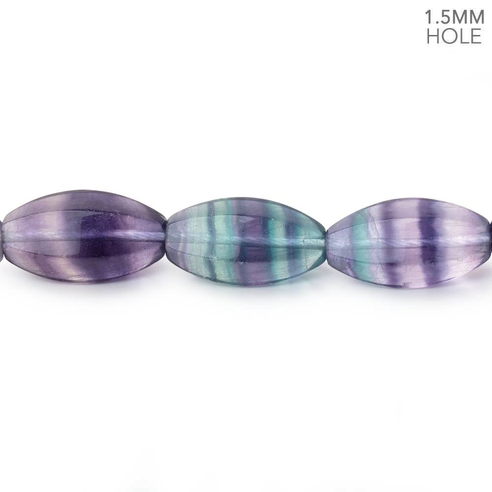 16-17mm Multi Color Fluorite Plain Lantern 15.5 inch 24 Beads 1.5mm Hole - BeadsofCambay.com
