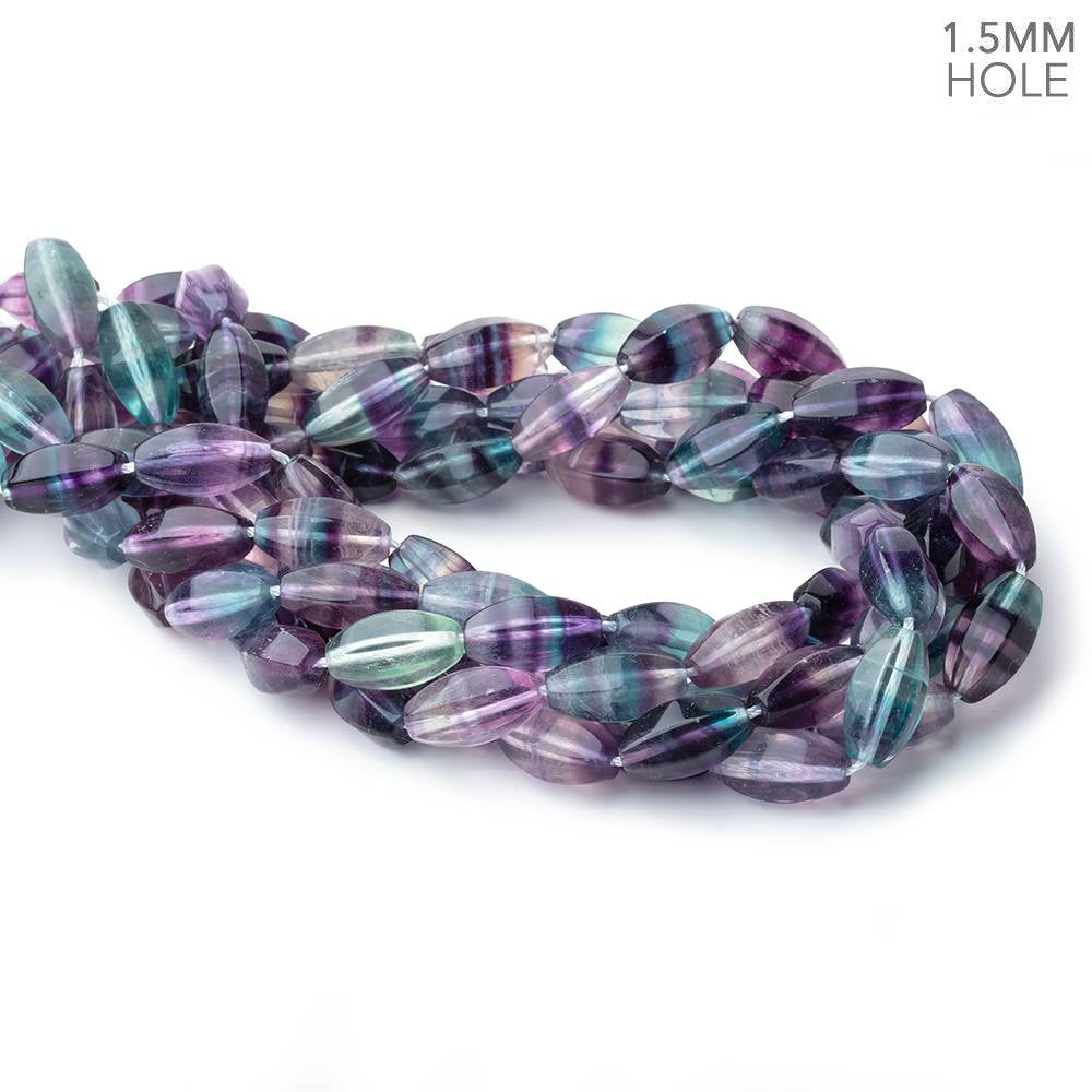 16-17mm Multi Color Fluorite Plain Lantern 15.5 inch 24 Beads 1.5mm Hole - BeadsofCambay.com