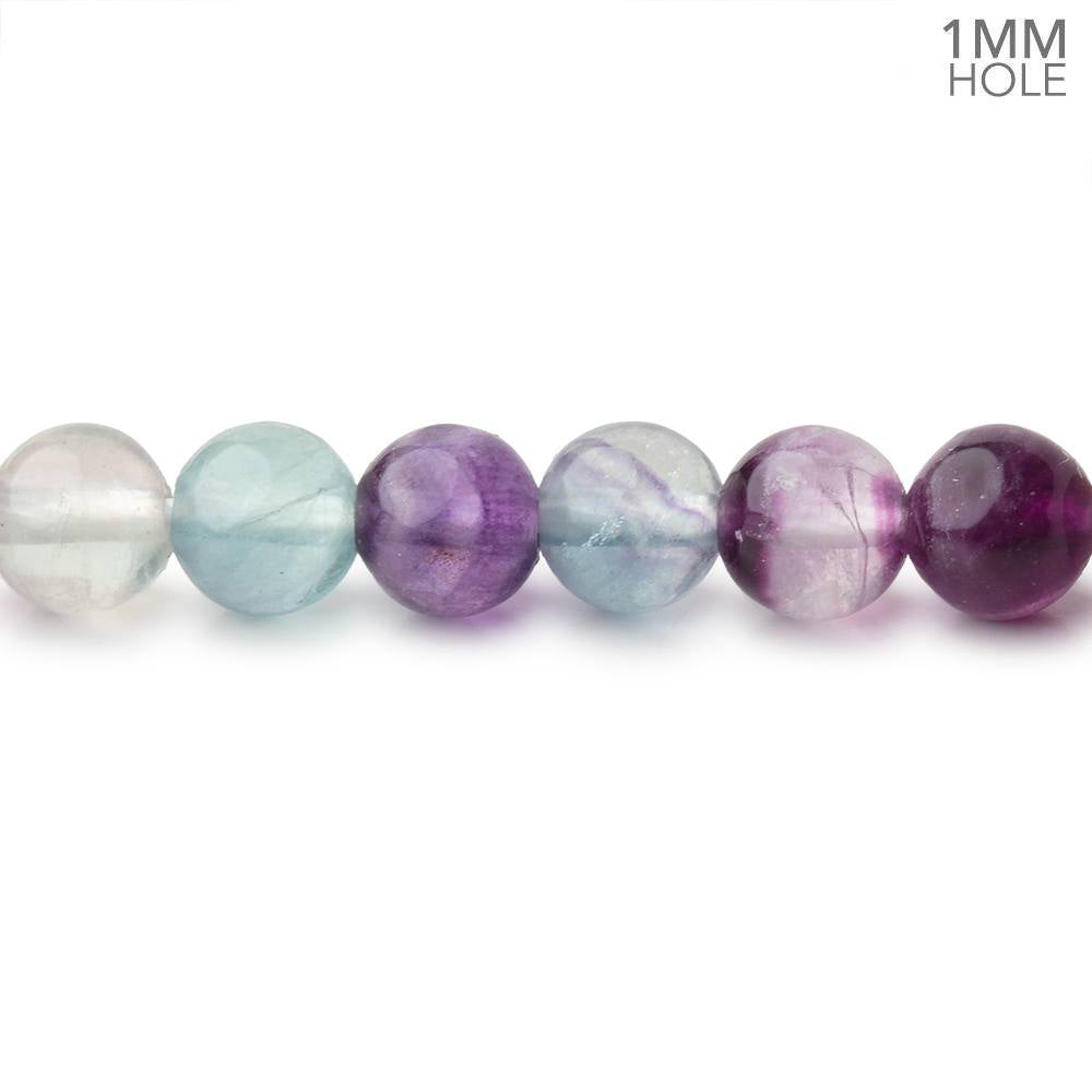6mm Multi Color Fluorite Plain Round 15.5 inch 65 Beads 1mm Hole - BeadsofCambay.com
