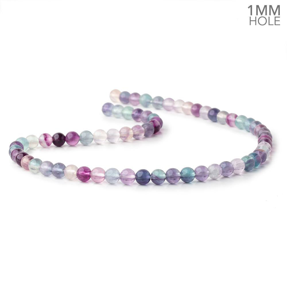 6mm Multi Color Fluorite Plain Round 15.5 inch 65 Beads 1mm Hole - BeadsofCambay.com