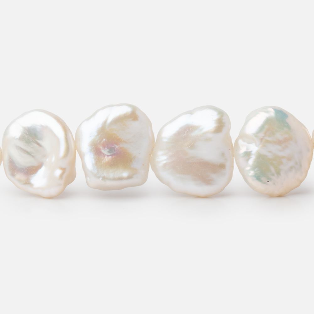 12-14mm Creamy White Keshi Side Drill Freshwater Pearl 16 inch 36 Beads - BeadsofCambay.com