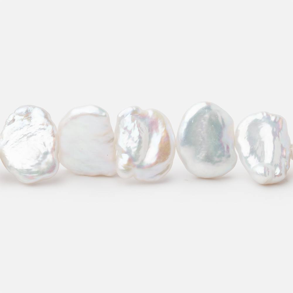 10-11mm White Keshi Side Drill Freshwater Pearl 16 inch 40 Beads - BeadsofCambay.com