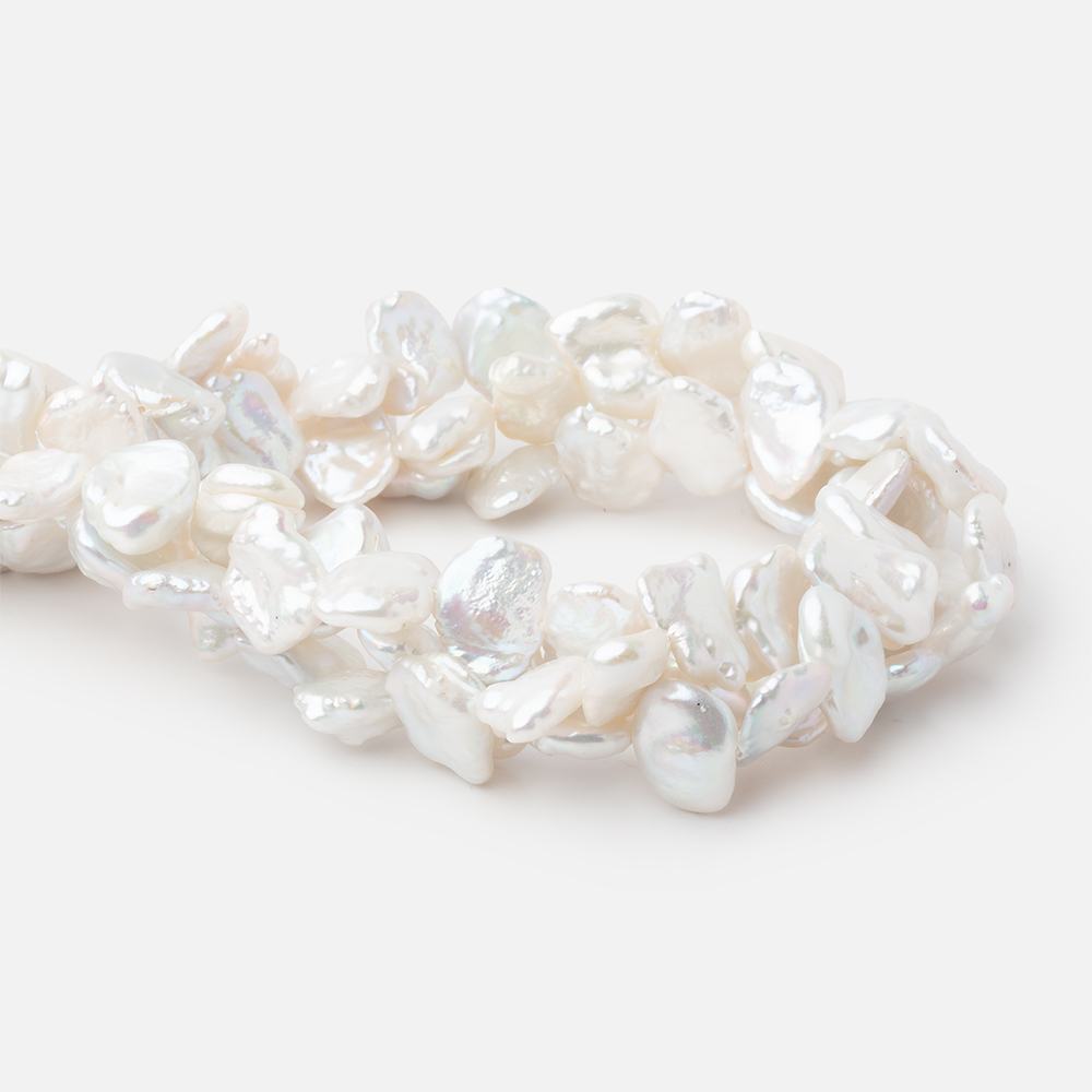 10-11mm White Keshi Side Drill Freshwater Pearl 16 inch 40 Beads - BeadsofCambay.com