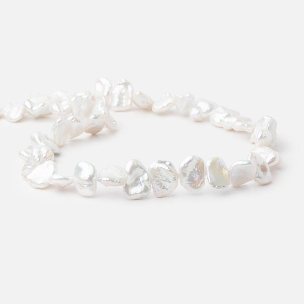 10-11mm White Keshi Side Drill Freshwater Pearl 16 inch 40 Beads - BeadsofCambay.com