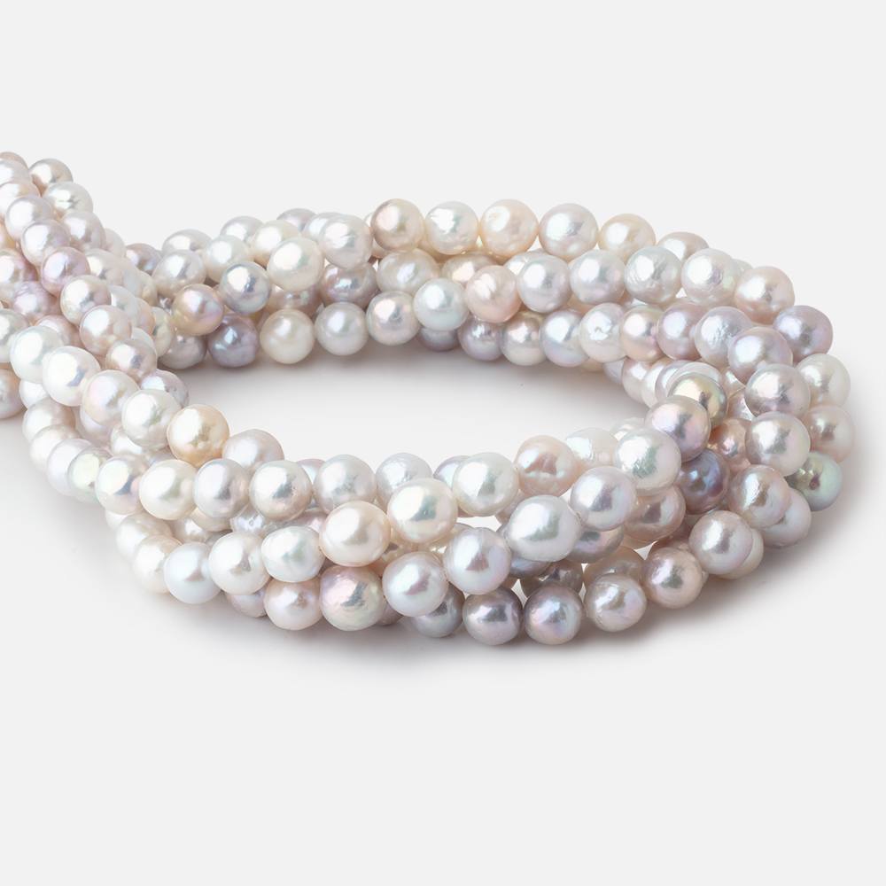 7.5-9.5mm Tri Color Chinese Akoya Saltwater Pearls 15.5 inch 40 Beads A - BeadsofCambay.com