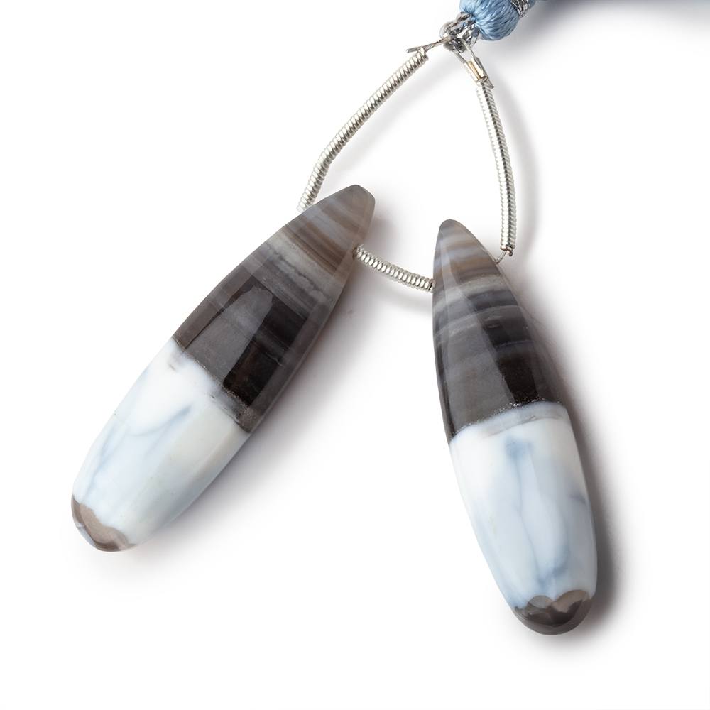 39x10.5mm Owyhee Blue Opal Plain Pear Focal Set of 2 Beads - BeadsofCambay.com
