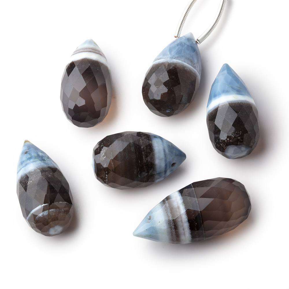 20-23mm Banded Owyhee Blue Opal Faceted Tear Drop 1 Focal - BeadsofCambay.com