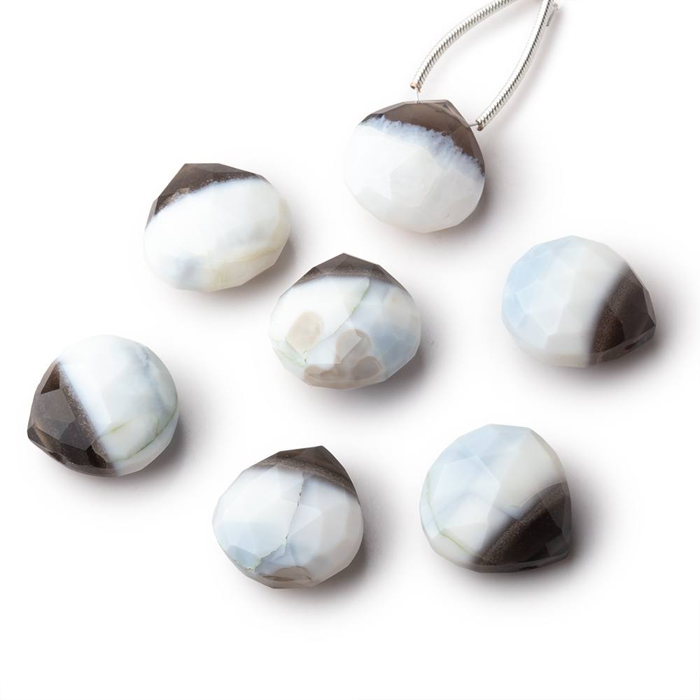 15mm Banded Owyhee Blue Opal Faceted Heart Focal 1 Bead - BeadsofCambay.com