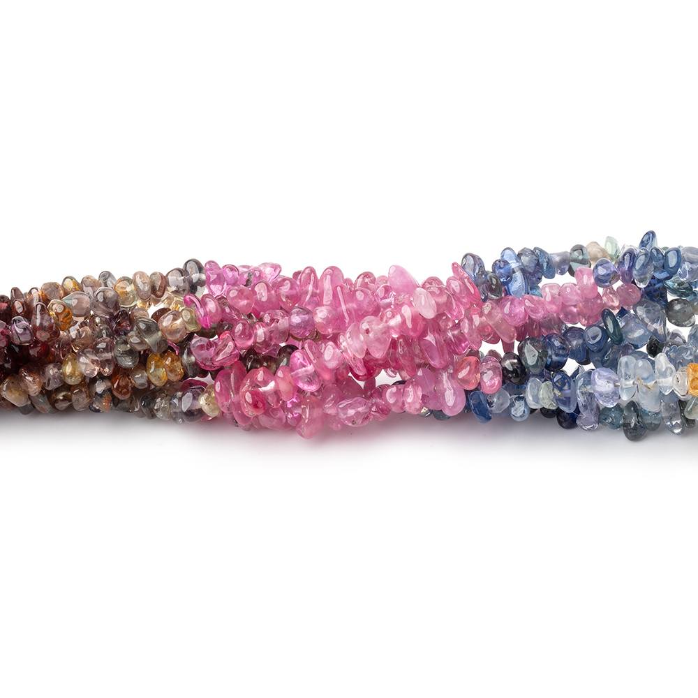 2-5mm Multi Color Sapphire Plain Chip 16 inch 215 Beads - BeadsofCambay.com