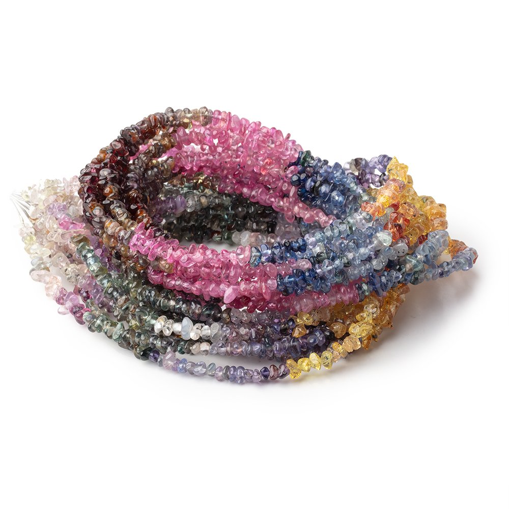 2-5mm Multi Color Sapphire Plain Chip 16 inch 215 Beads - BeadsofCambay.com