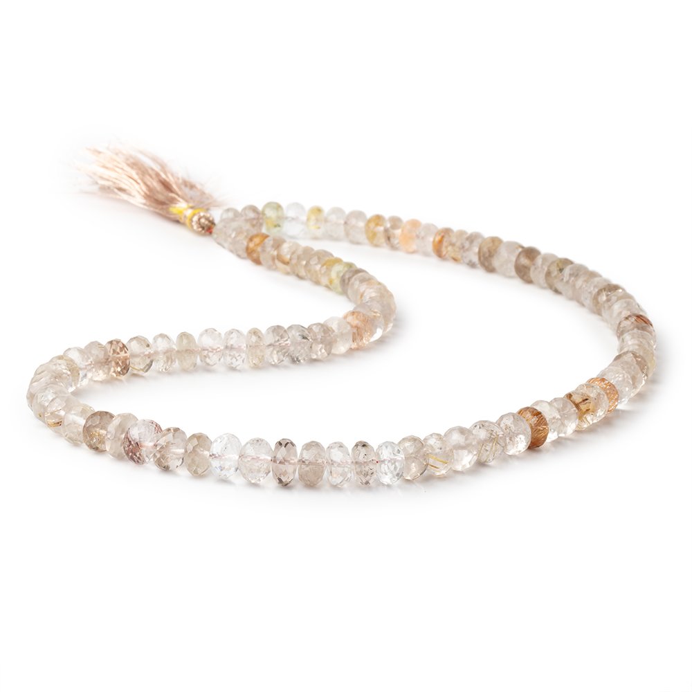 5.5 - 6.5mm Rutilated Quartz Faceted Rondelle Beads 16 inch 88 pieces - Beadsofcambay.com