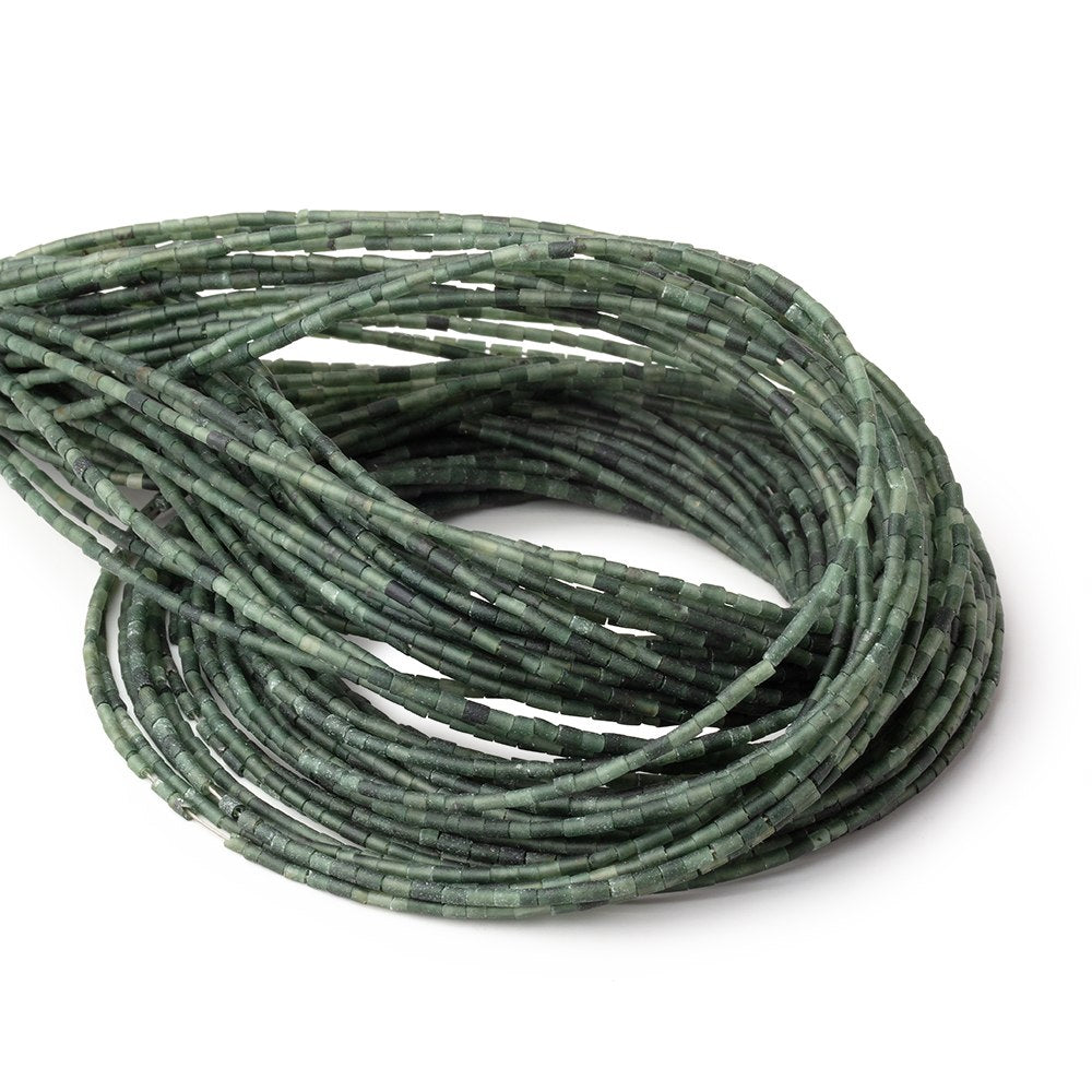1-1.4mm Jade Hand-Cut Tube Beads 14.5 inch 180 pieces - BeadsofCambay.com