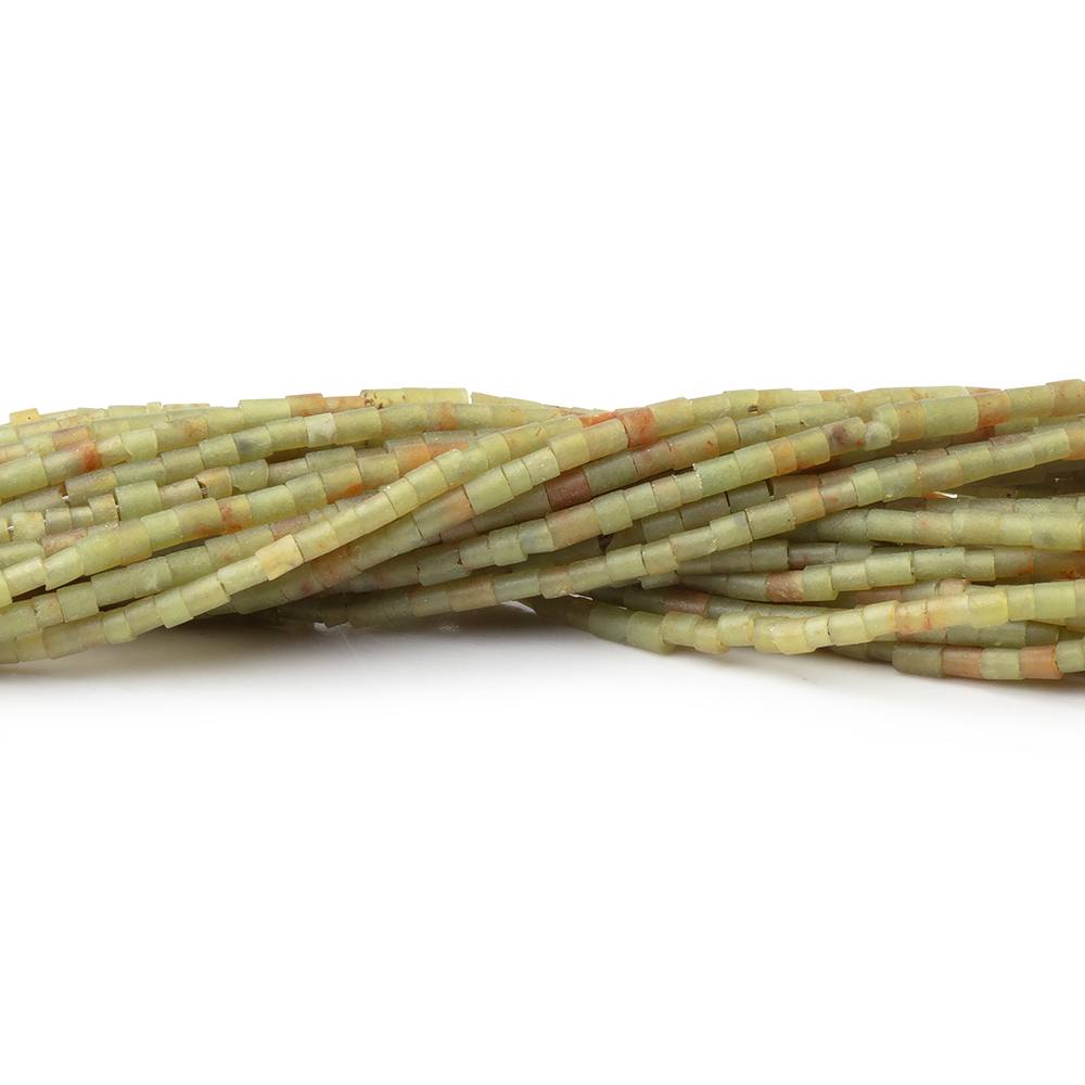 1.5mm Light Jade Hand-Cut Tube Beads 14 inch 190 pieces - BeadsofCambay.com