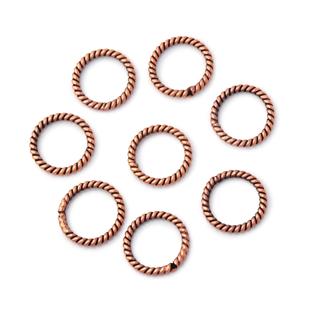 10mm Antiqued Copper Twisted Jump Ring Set of 25 pieces - BeadsofCambay.com