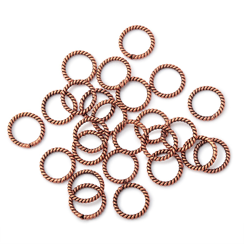 10mm Antiqued Copper Twisted Jump Ring Set of 25 pieces - BeadsofCambay.com