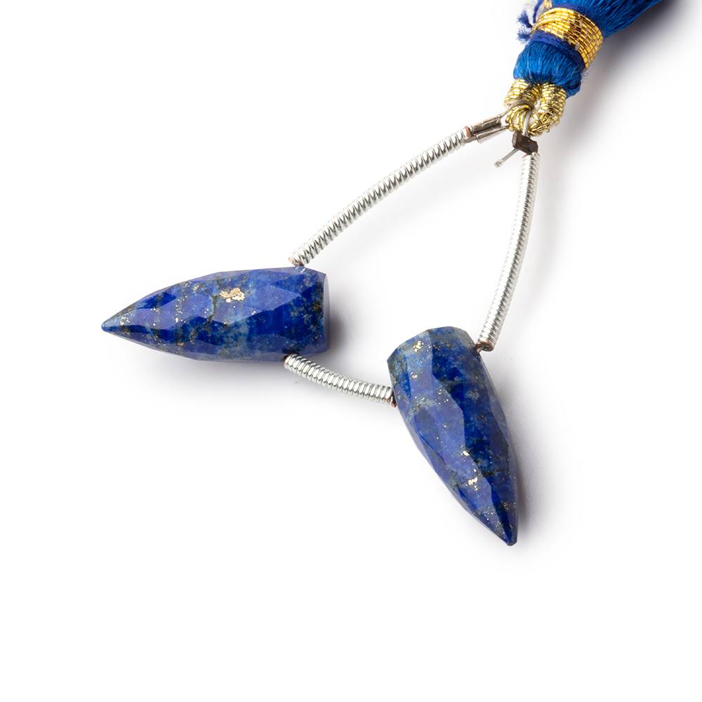 16x6mm Lapis Lazuli Faceted Spike Focal Set of 2 Beads - BeadsofCambay.com