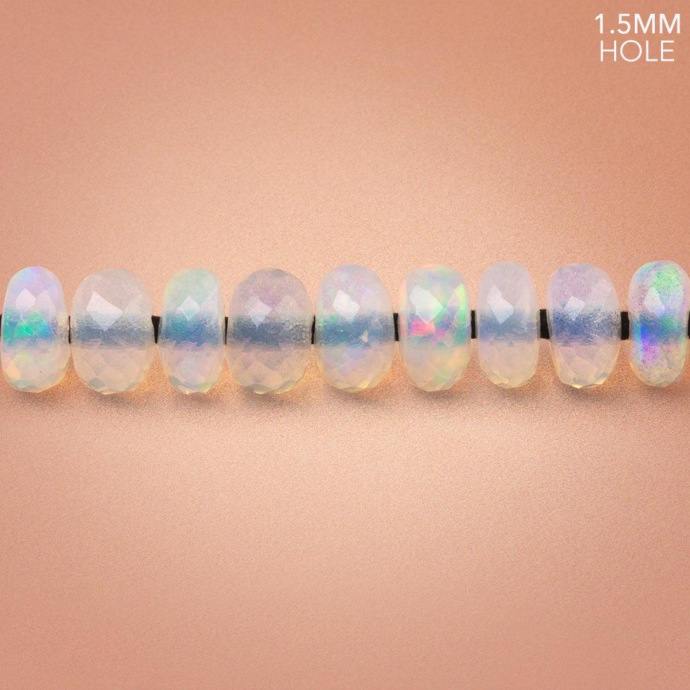 8mm Ethiopian Opal 1.5mm Large Hole Faceted Rondelle 8 inch 45 Beads AA - BeadsofCambay.com