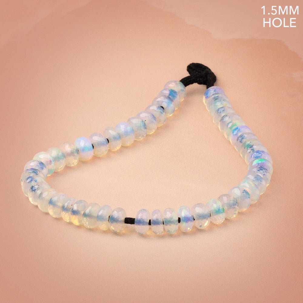 8mm Ethiopian Opal 1.5mm Large Hole Faceted Rondelle 8 inch 45 Beads AA - BeadsofCambay.com